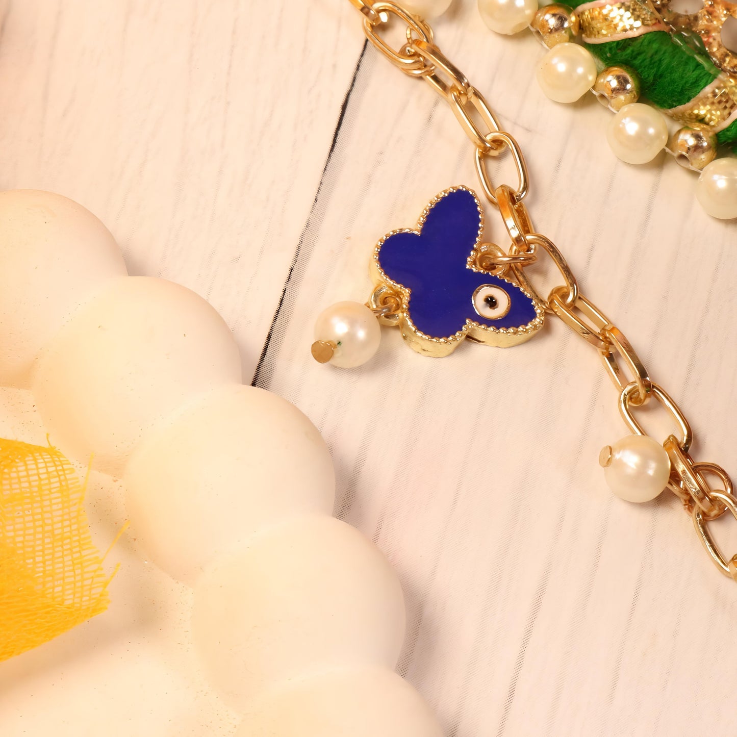 Butterfly Painted Evil Eye Bracelet by GLEAMY