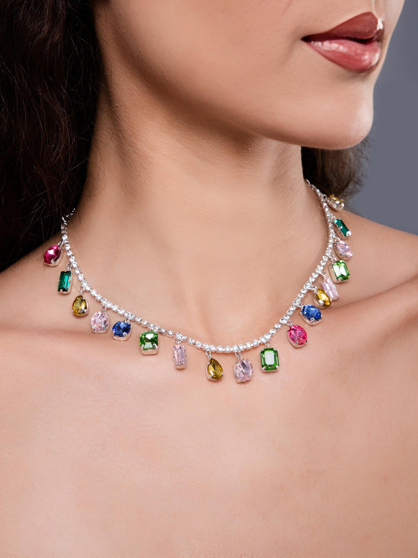 Sundara Multi Stone Necklace by GLEAMY