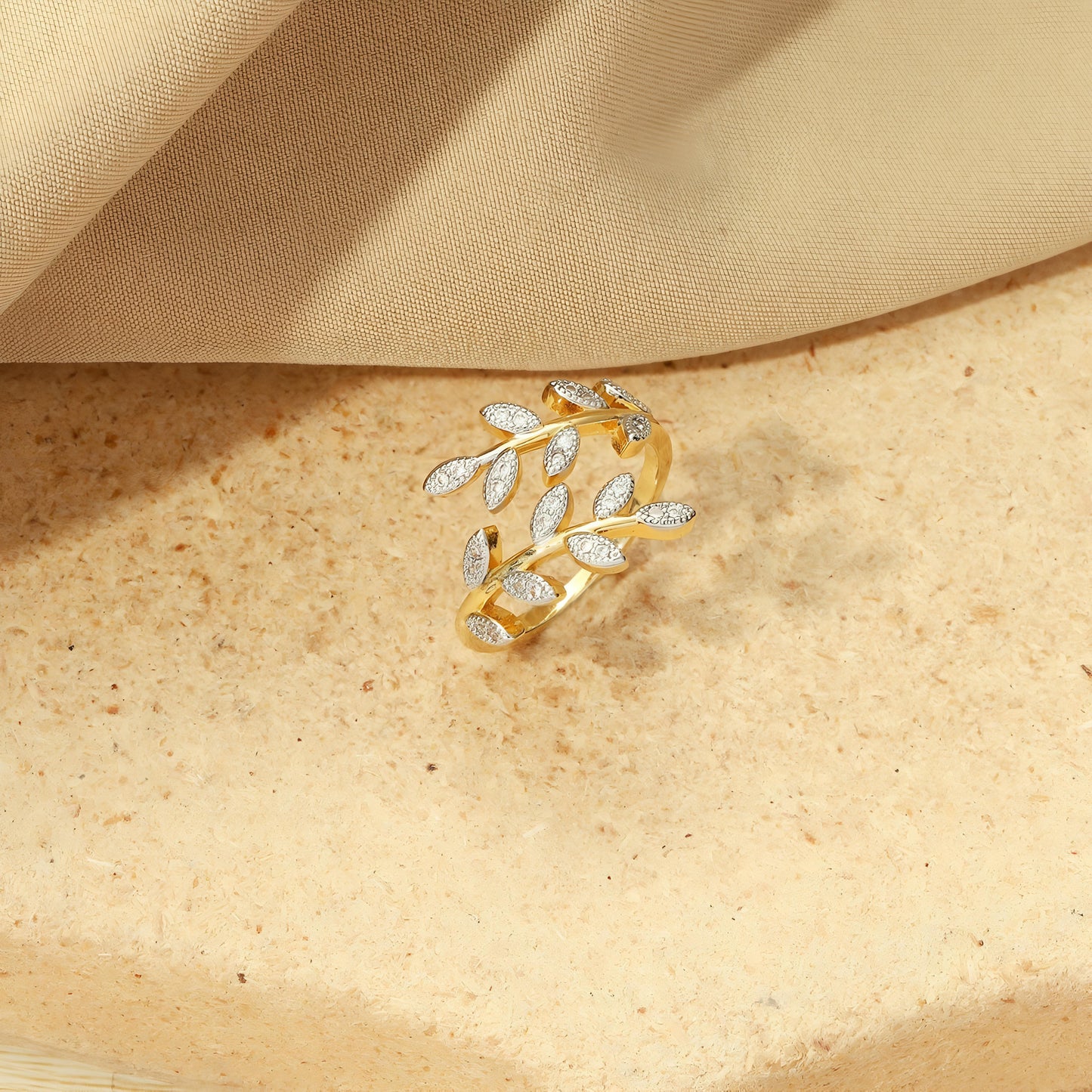 Orbit Leaf Diamond Ring by GLEAMY