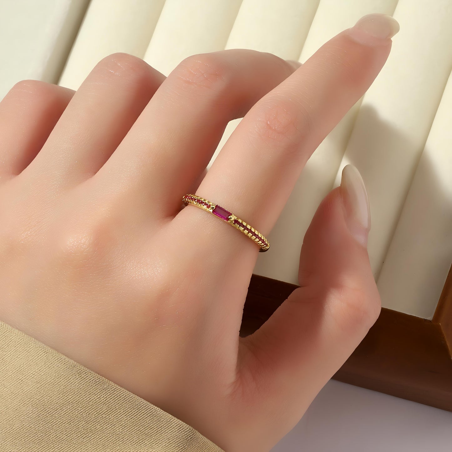 Forget Me Not Ring - Cranberry by GLEAMY