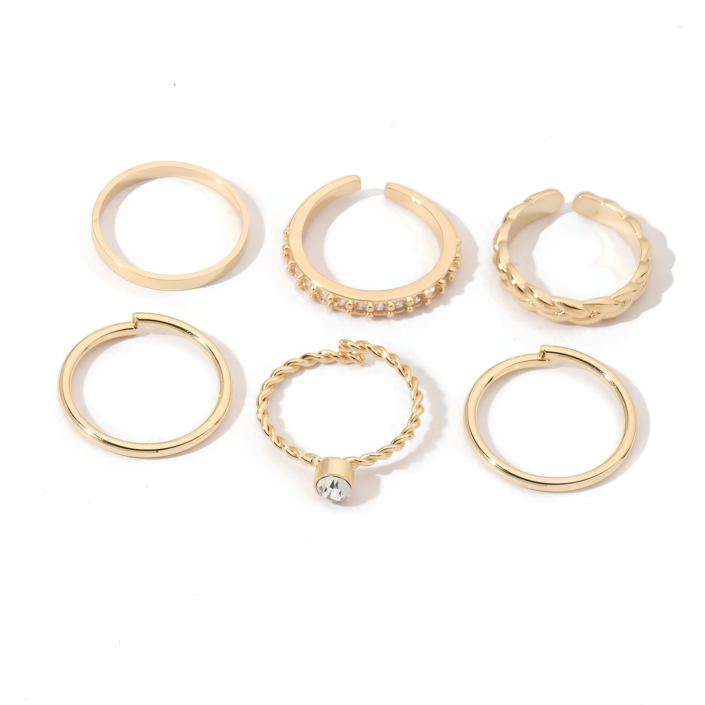 Set Of 6 Golden Sage Rings by GLEAMY