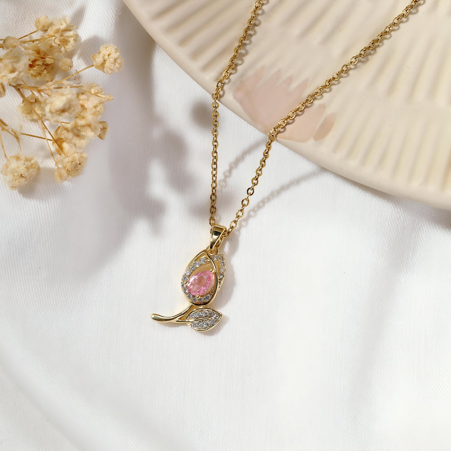Rosy Dew Necklace by GLEAMY