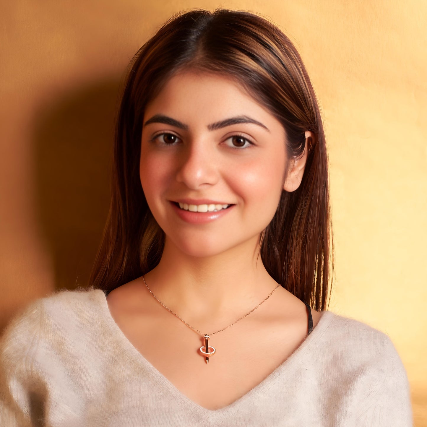 Seoul Cityscape Necklace - Rose Gold by GLEAMY