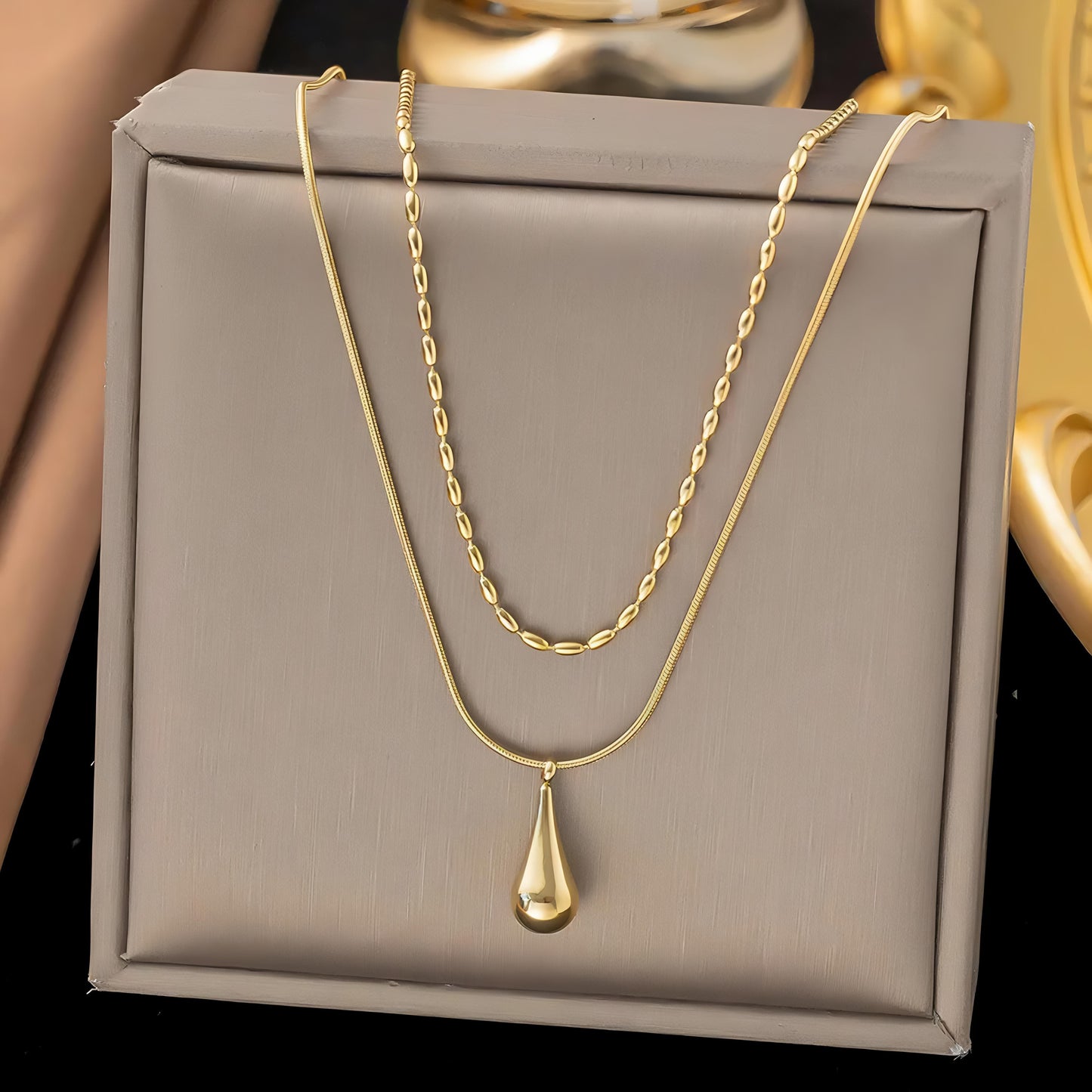 Falling for You Layered Necklace by GLEAMY
