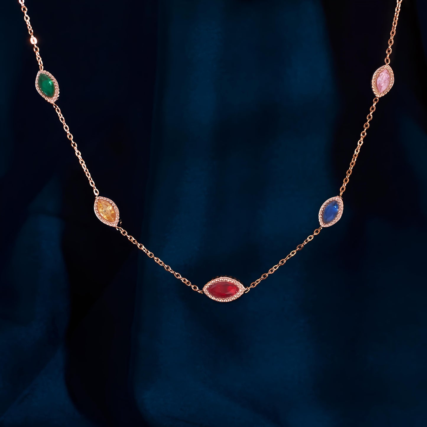 Dazzling Dreams Multi Diamond Necklace by GLEAMY