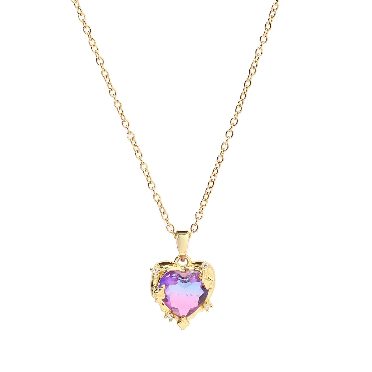 Pink Heart With Tales Necklace By GLEAMY