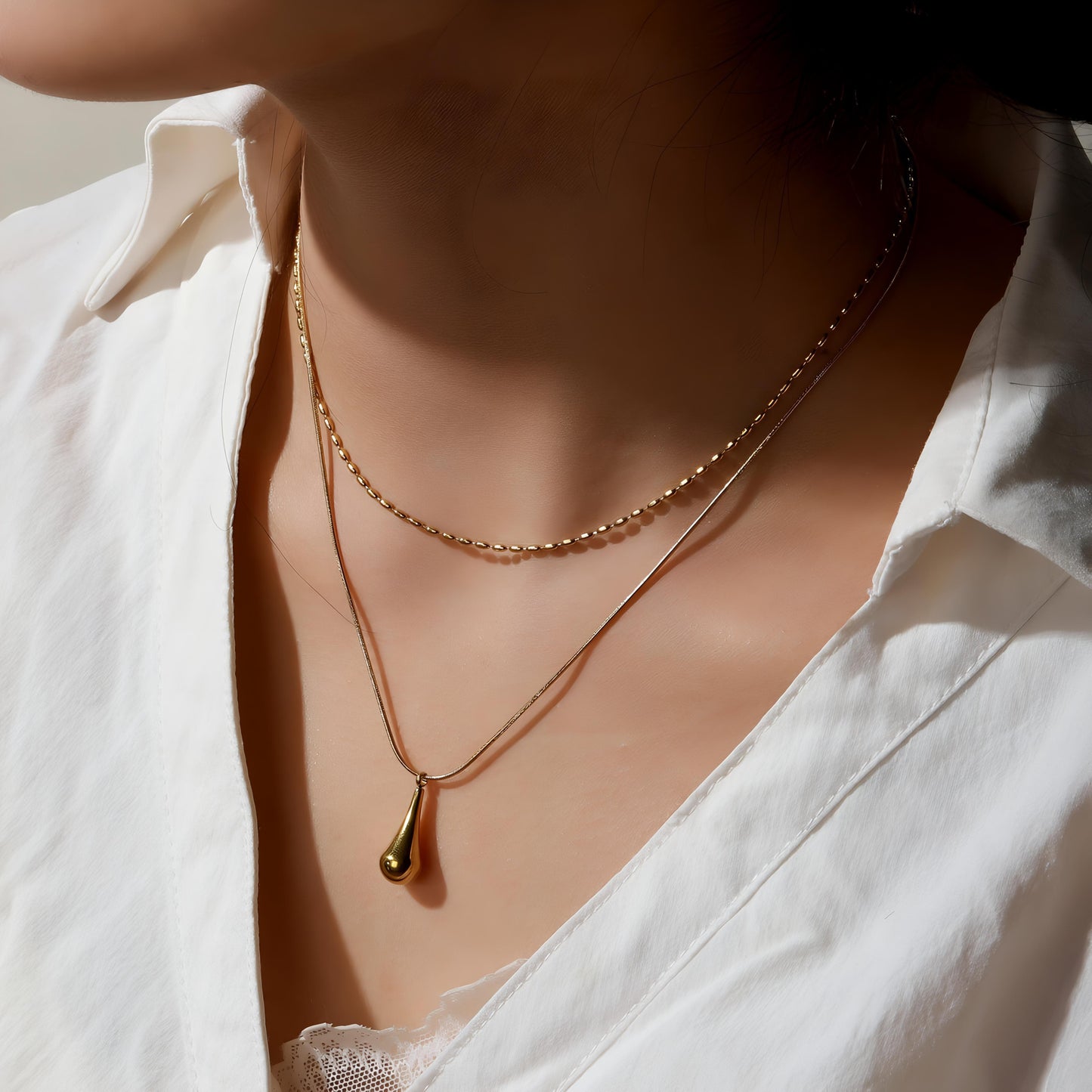 Falling for You Layered Necklace by GLEAMY