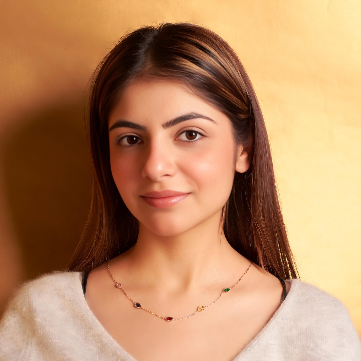 Dazzling Dreams Multi Diamond Necklace by GLEAMY