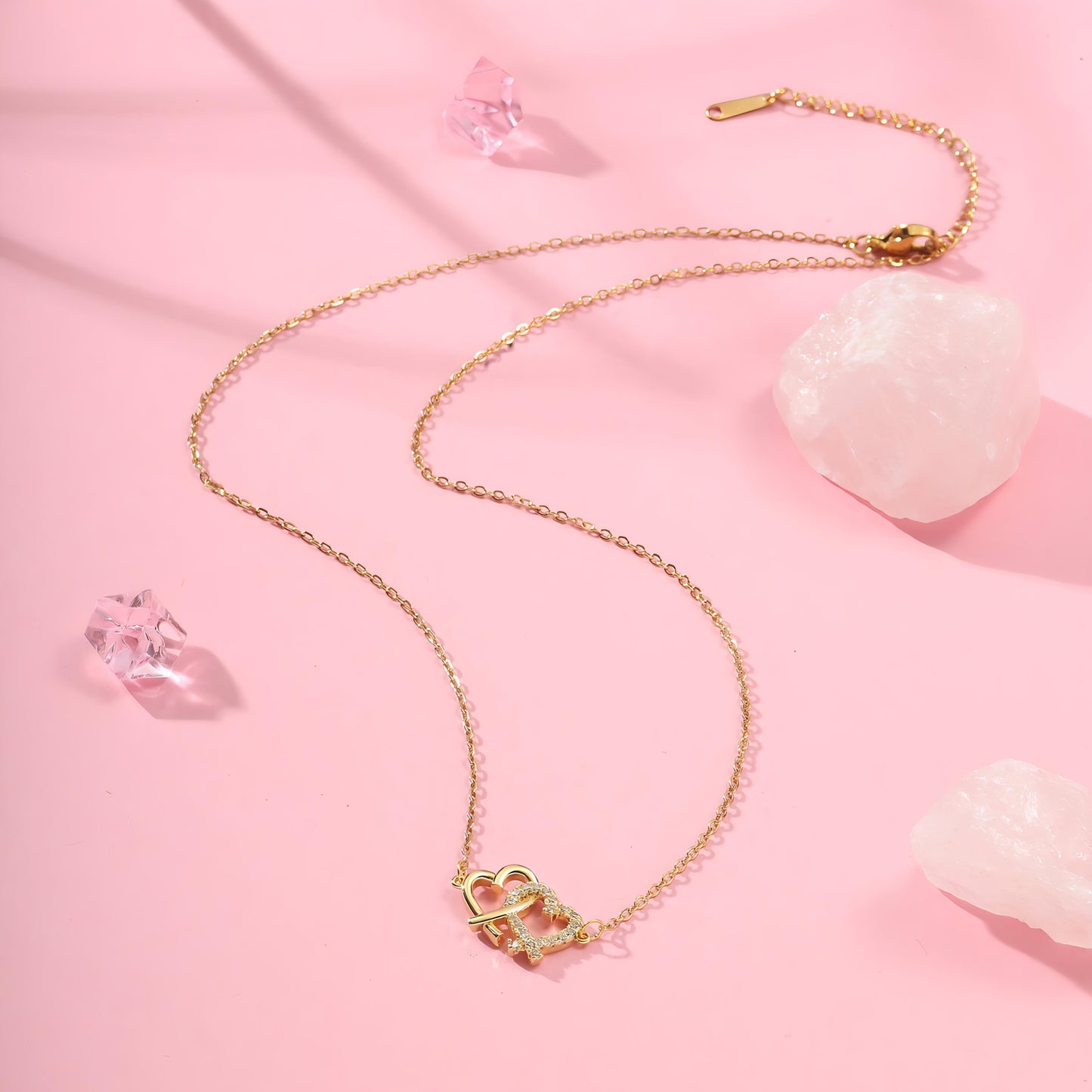 Linked Hearts Necklace by GLEAMY