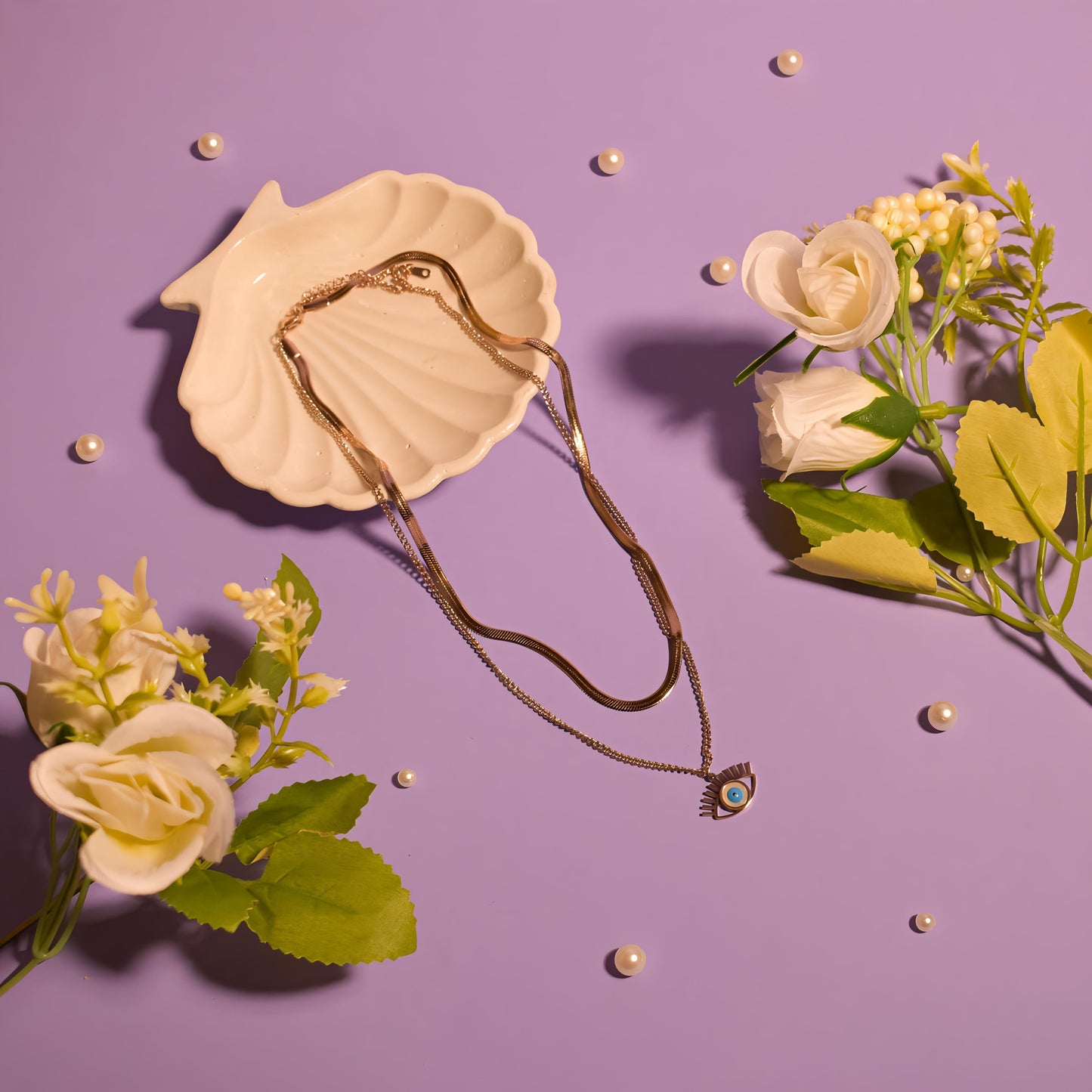 Nyx Evil Eye Necklace - Rose Gold by GLEAMY