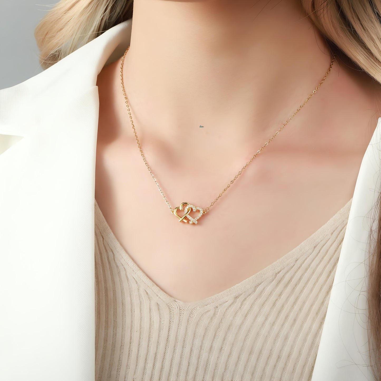 Linked Hearts Necklace by GLEAMY