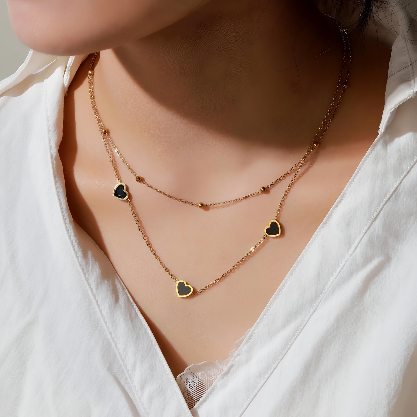 Love in Layers Golden Necklace by GLEAMY