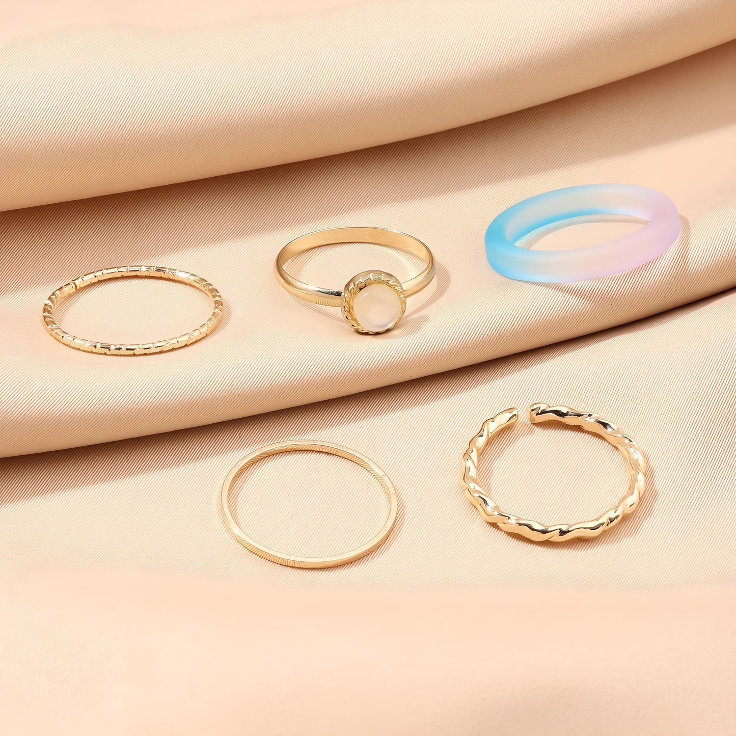 Set Of 5 Rain & Sunshine Rings by GLEAMY