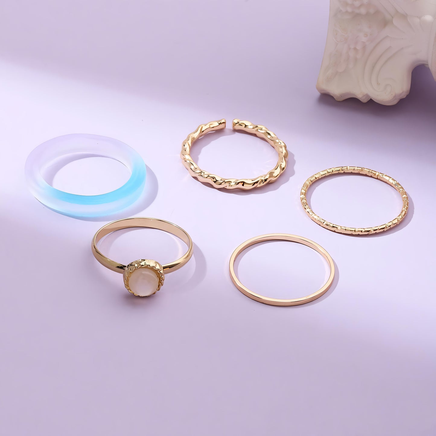 Set Of 5 Rain & Sunshine Rings by GLEAMY