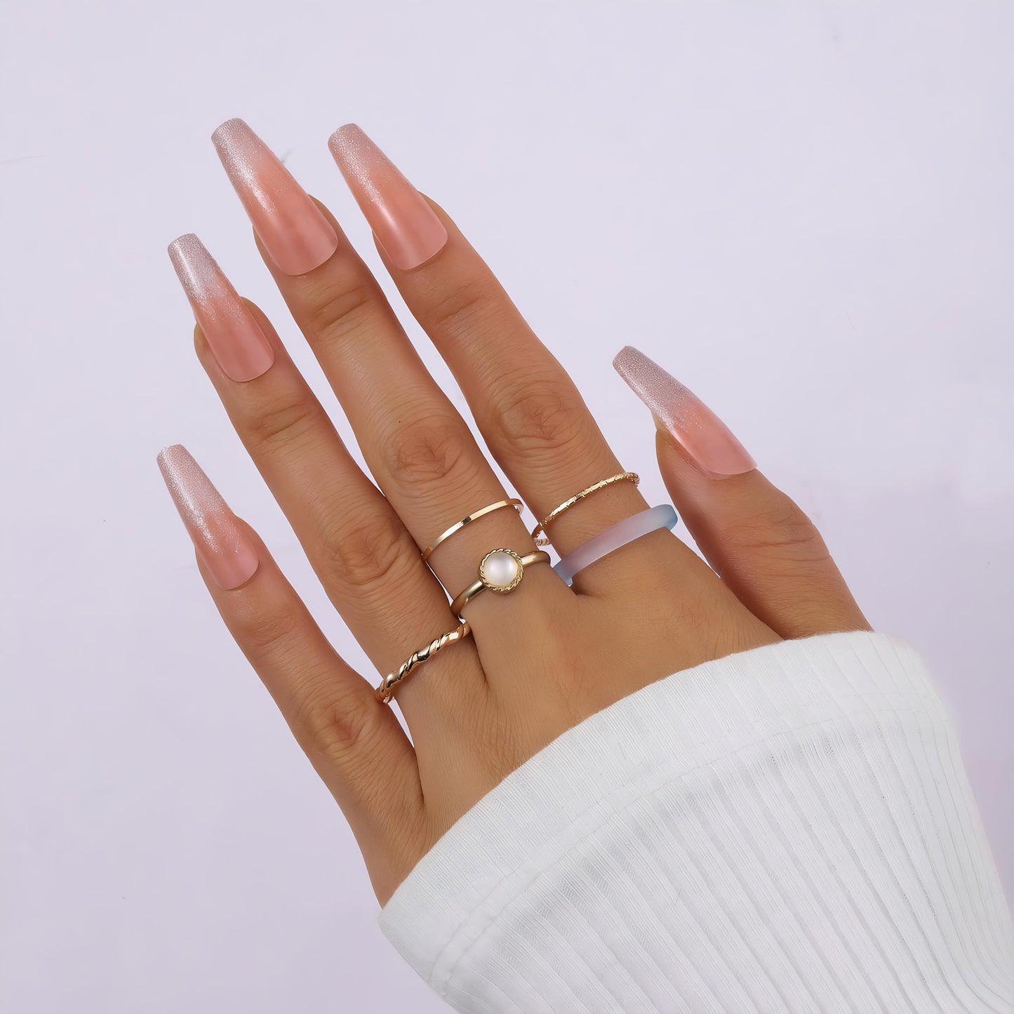 Set Of 5 Rain & Sunshine Rings by GLEAMY