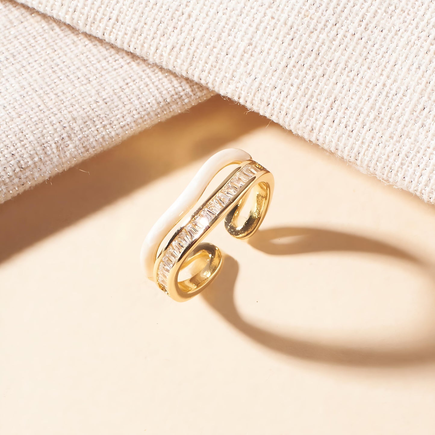Sofia Tennis Enamel Gold Ring by GLEAMY