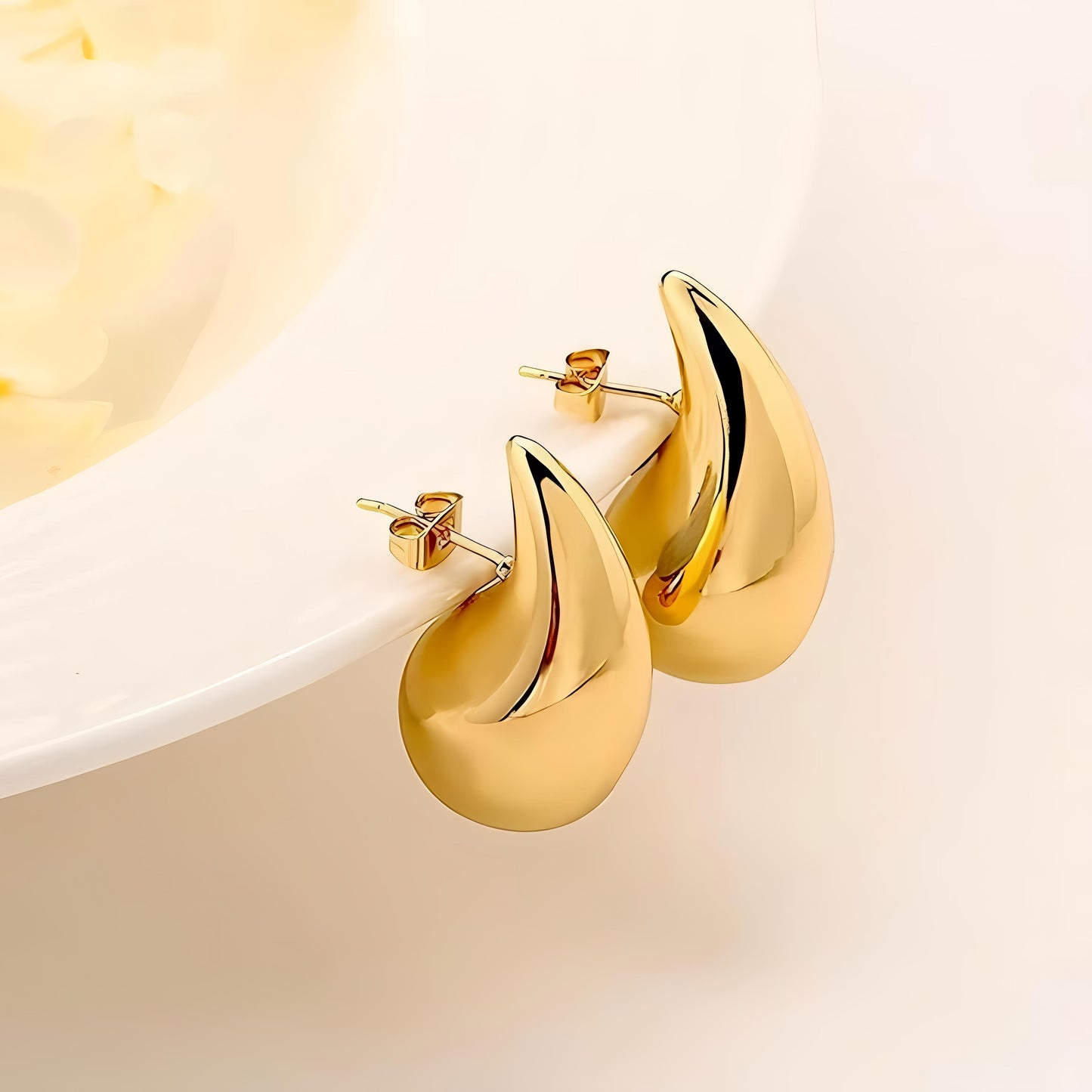 Teardrop Chunky Gold Earrings by GLEAMY