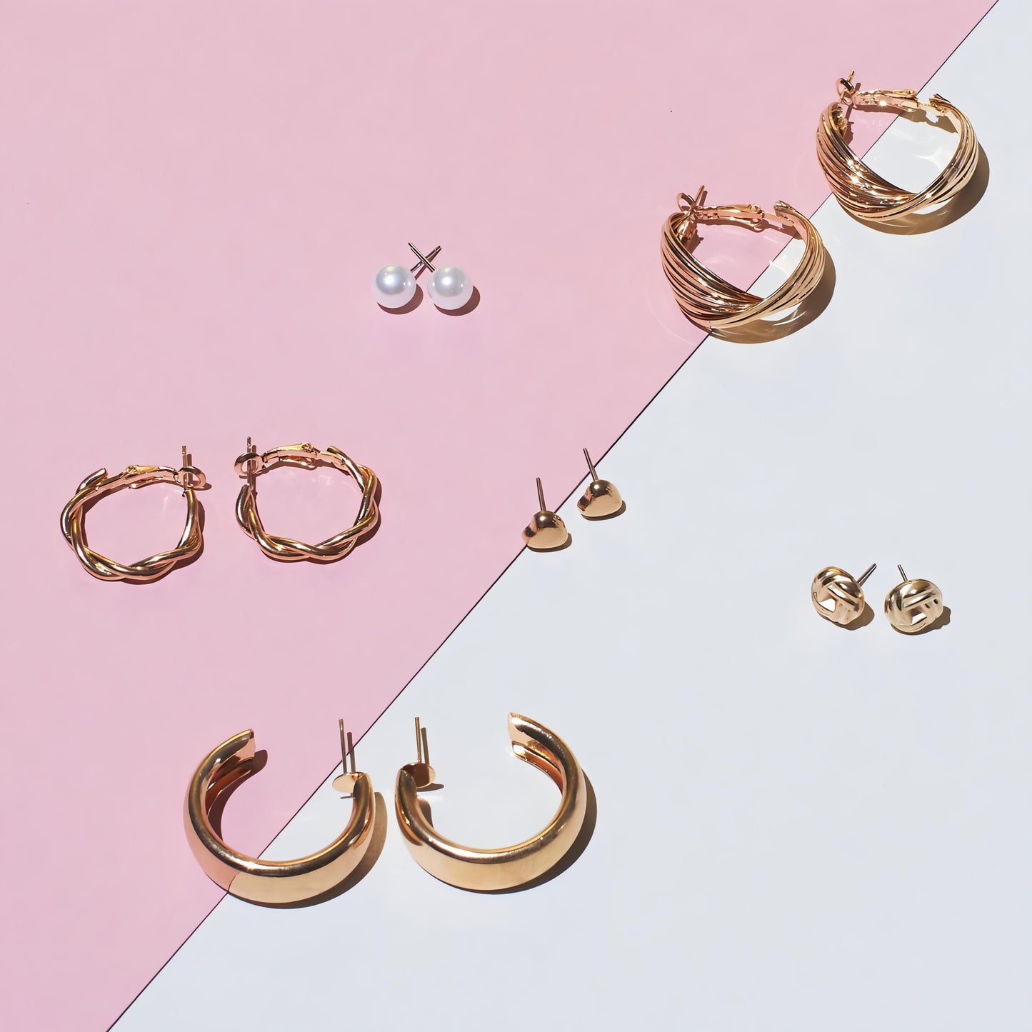 Set of 6 All occasion Golden Hoops by GLEAMY