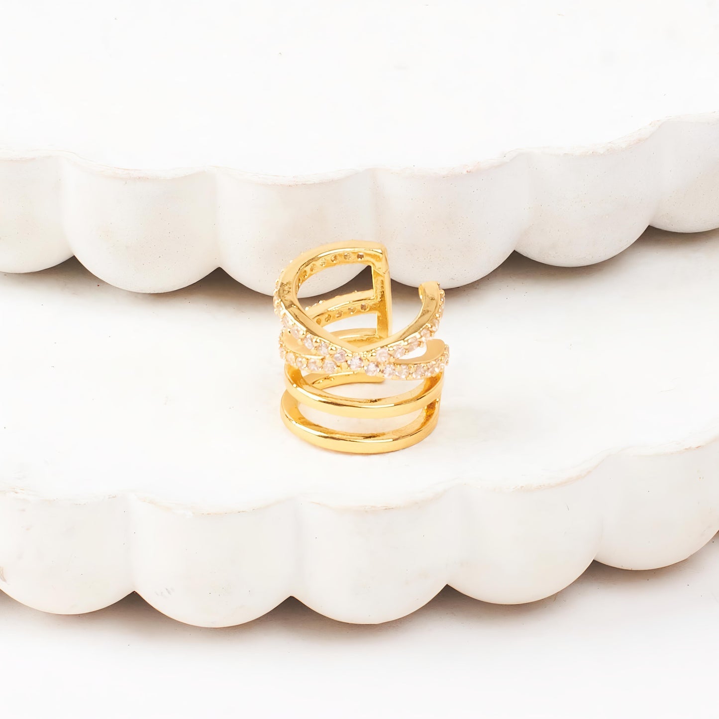 Nova Golden Cuff Earrings by GLEAMY