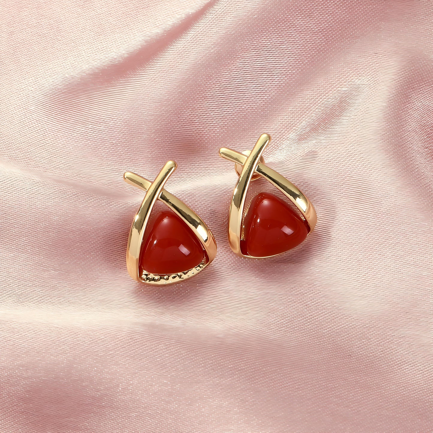 Ruby Blossom Earrings by GLEAMY