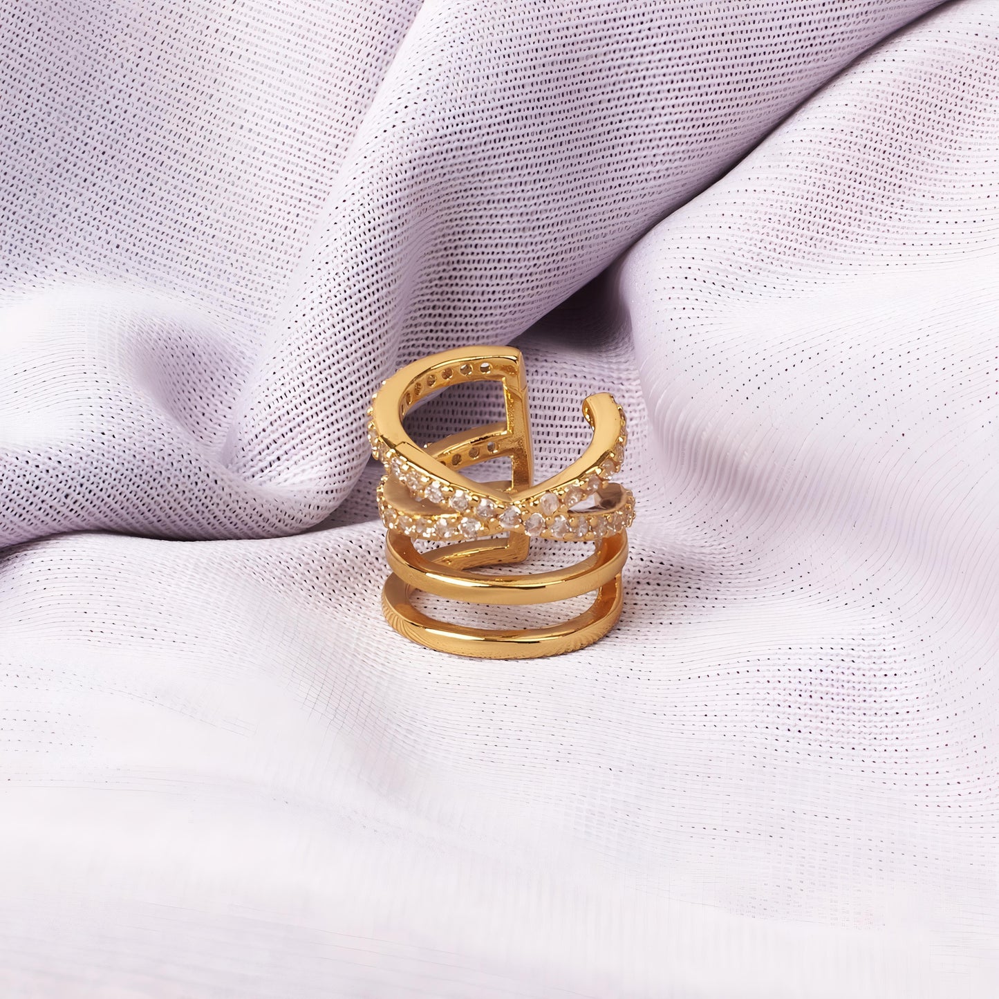 Nova Golden Cuff Earrings by GLEAMY