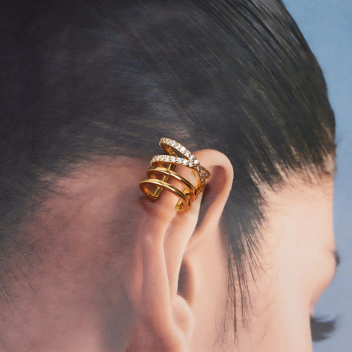 Nova Golden Cuff Earrings by GLEAMY