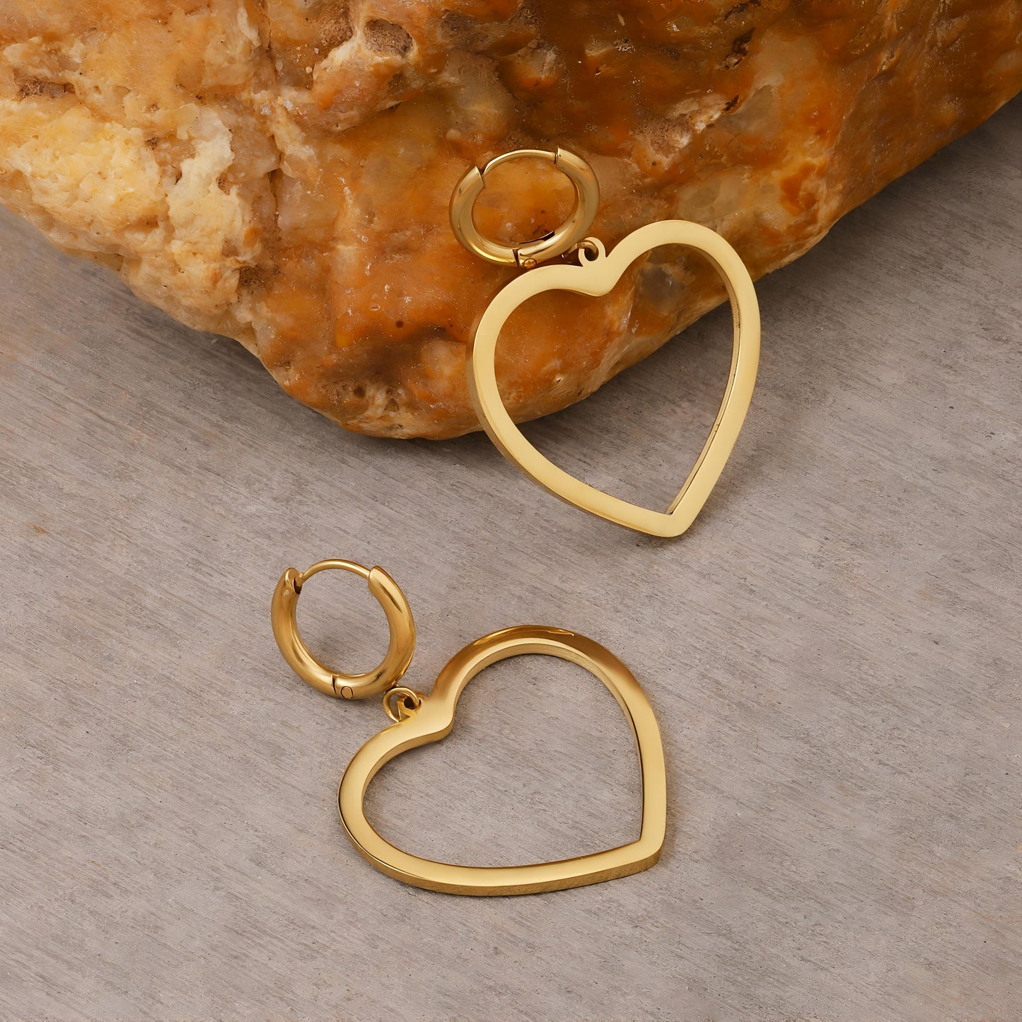 Euphoric Heart Gold Earring by GLEAMY