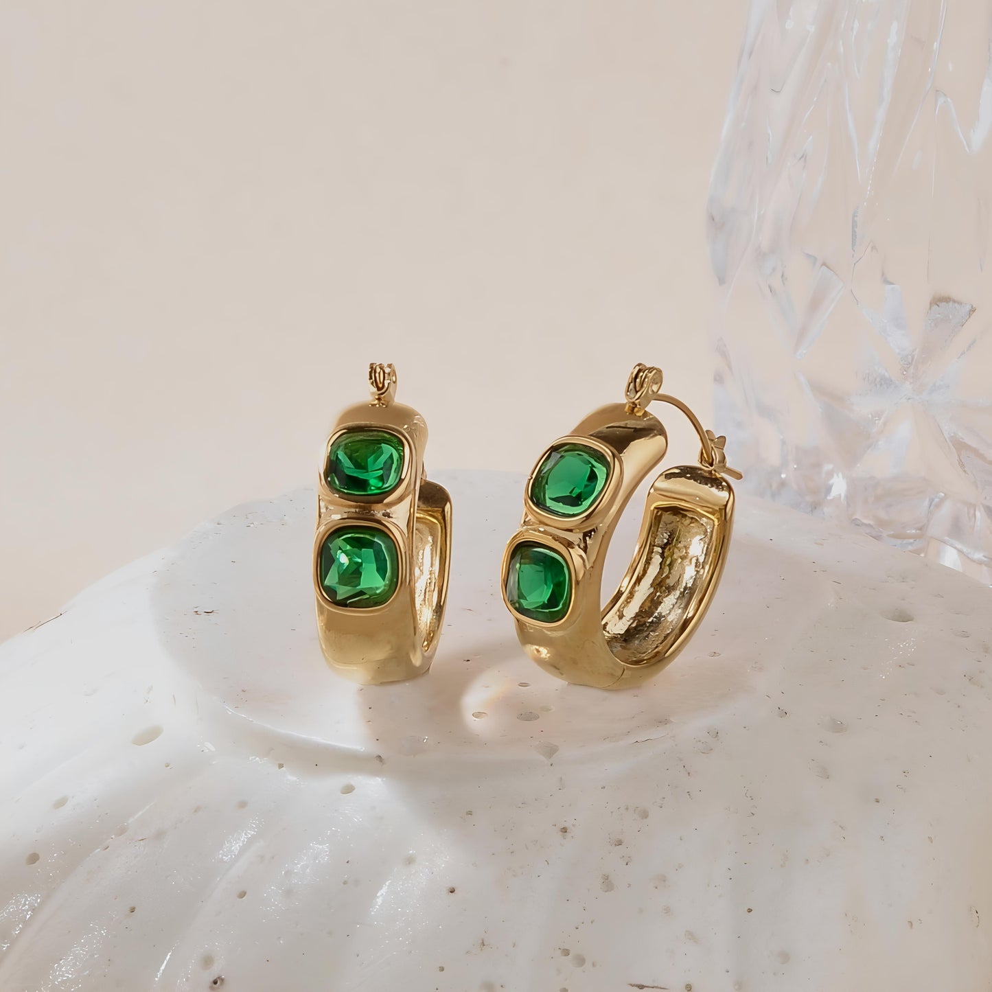 Forest Green Stone Earrings by GLEAMY