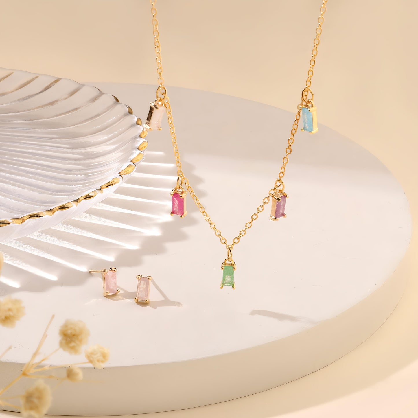 Lagoon Tassel Necklace and Earrings Set by GLEAMY