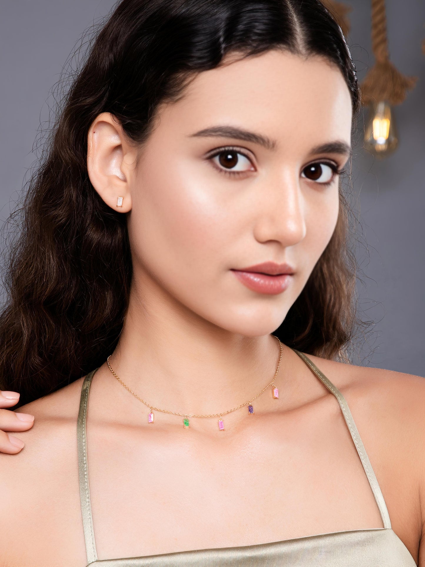 Lagoon Tassel Necklace and Earrings Set by GLEAMY