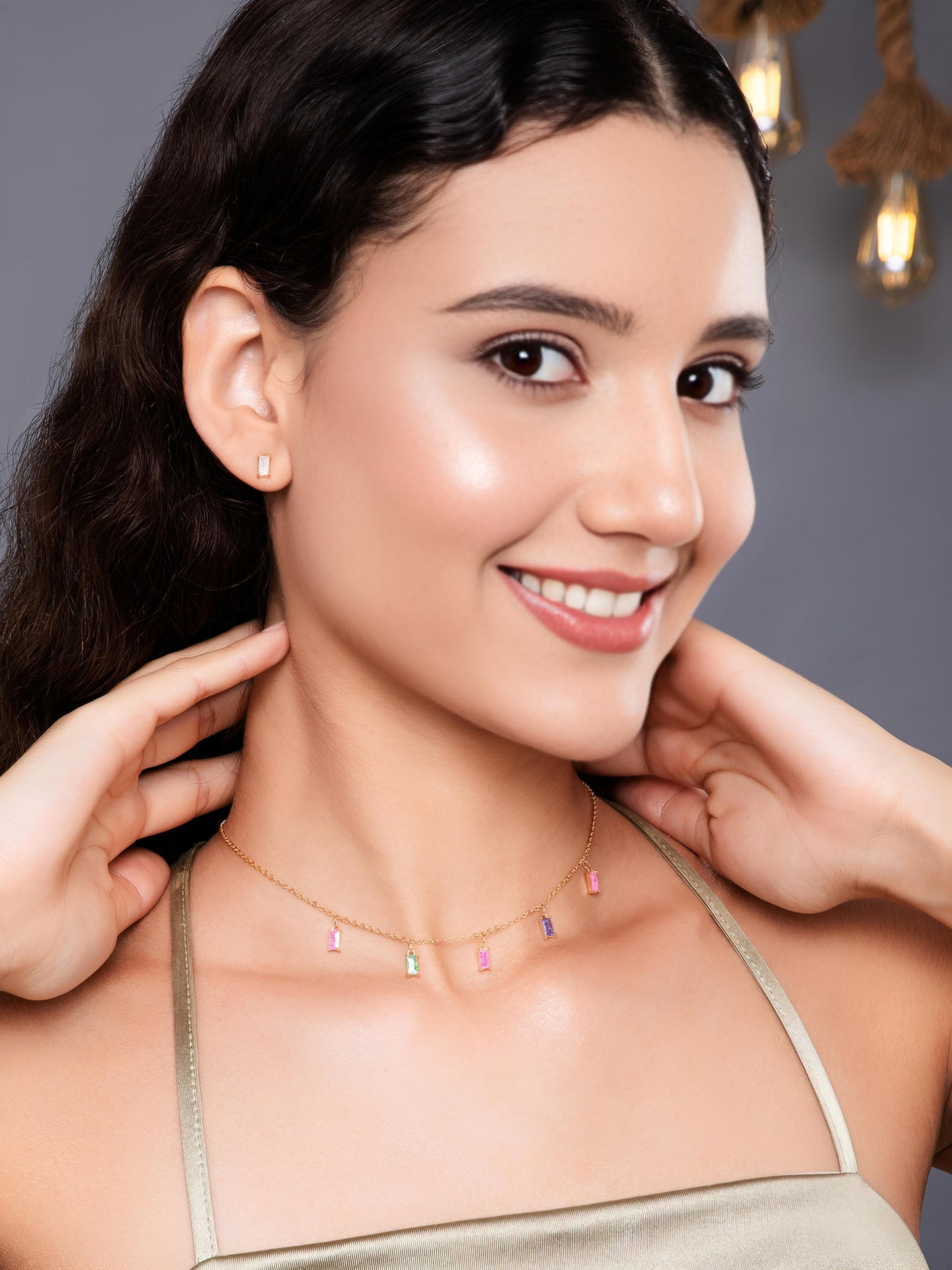 Lagoon Tassel Necklace and Earrings Set by GLEAMY