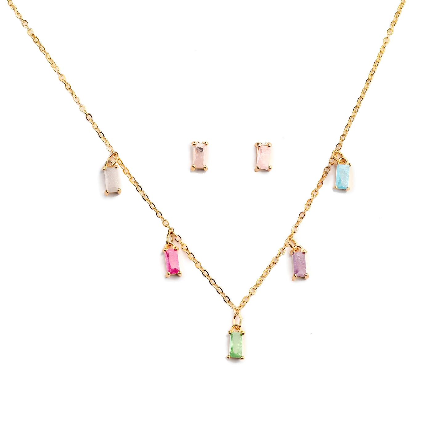 Lagoon Tassel Necklace and Earrings Set by GLEAMY