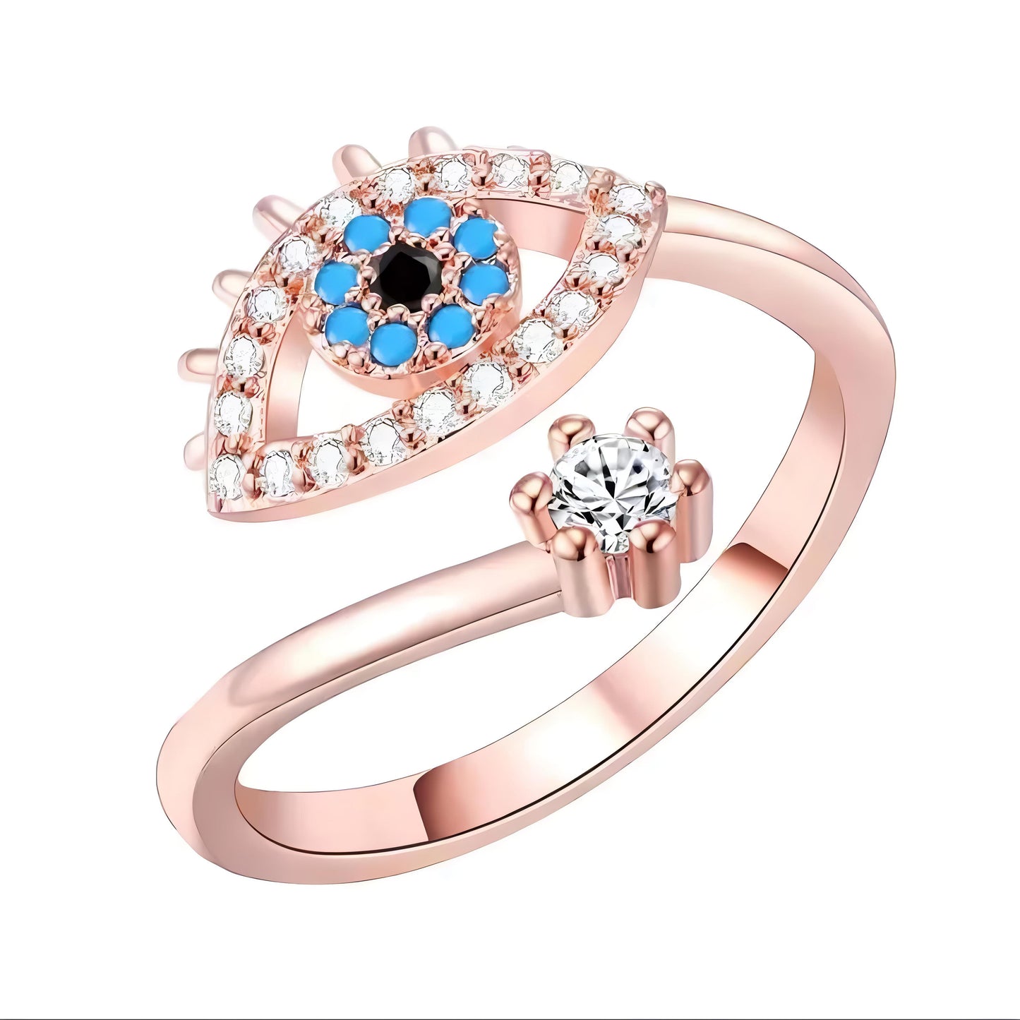 Cute Evil Eye Adjustable Ring - Rose Gold by GLEAMY