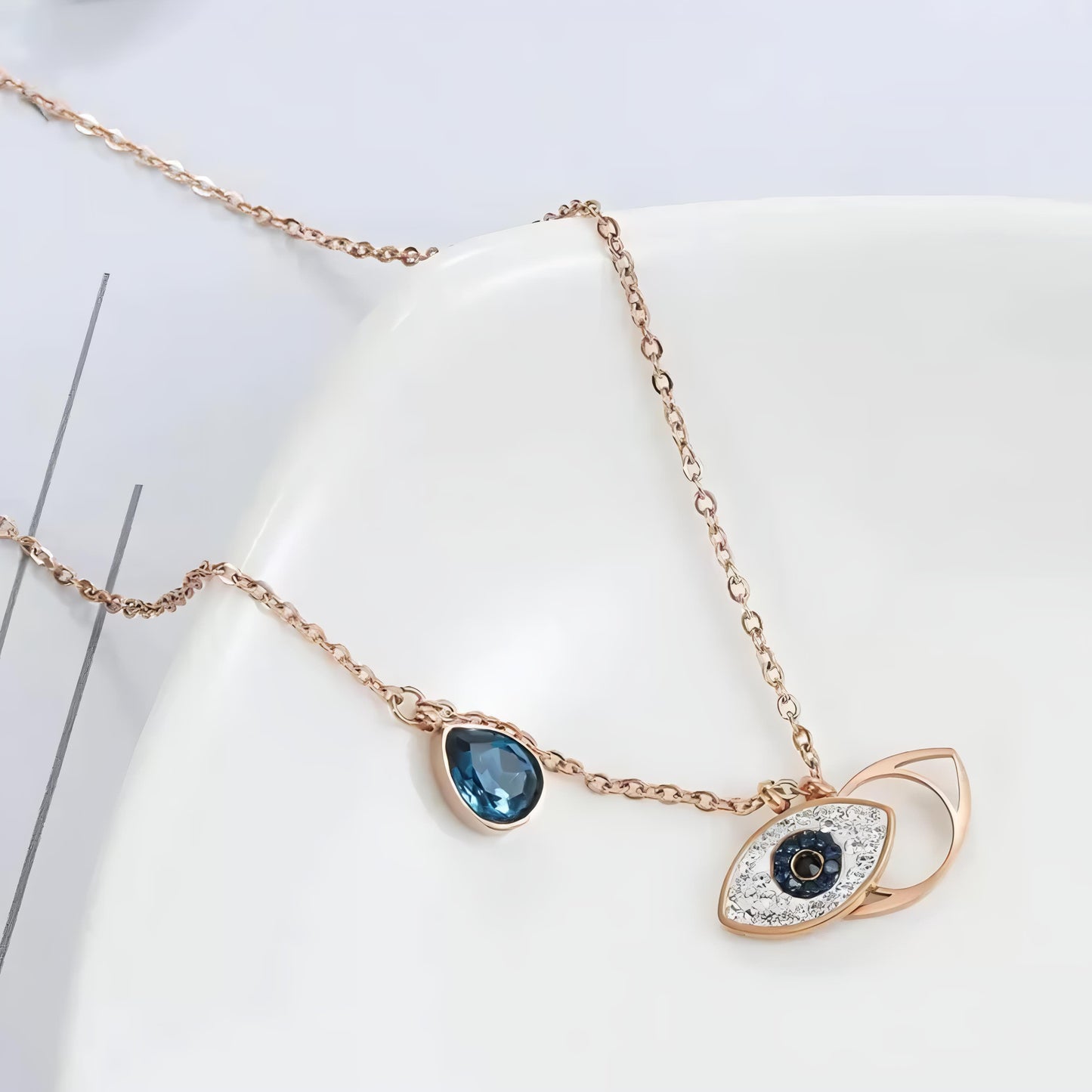 Sapphire Evil eye Necklace By Gleamy