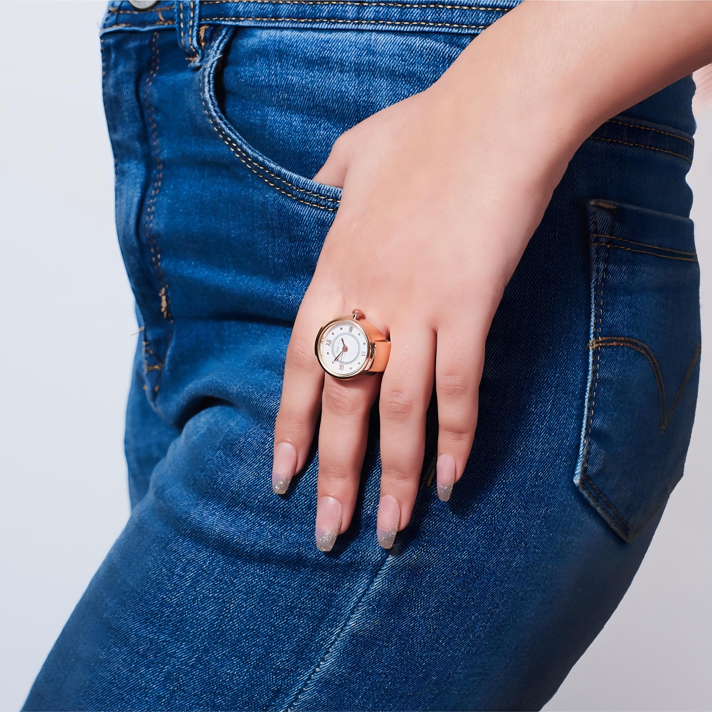 Girl Boss GLEAMY Watch Ring - Rose Gold By Gleamy