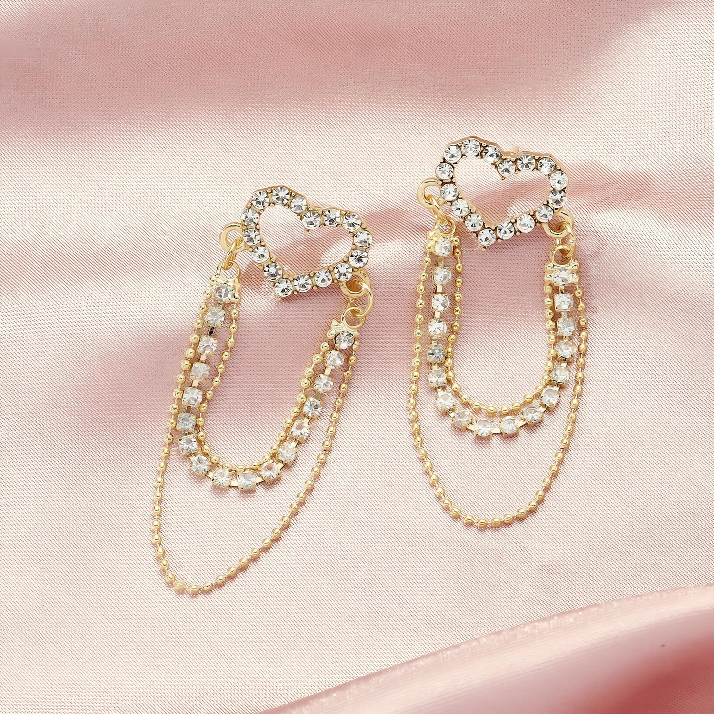 Elegant Heart Chain Earrings By Gleamy