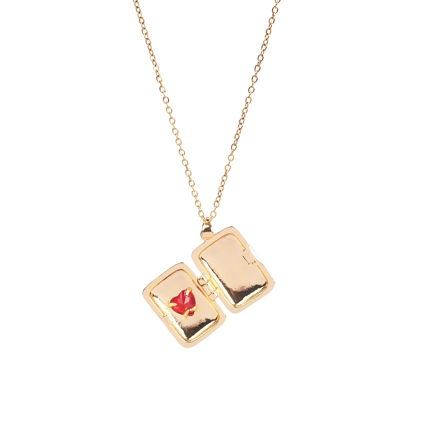 Sunburst Red Heart Locket Necklace By Gleamy