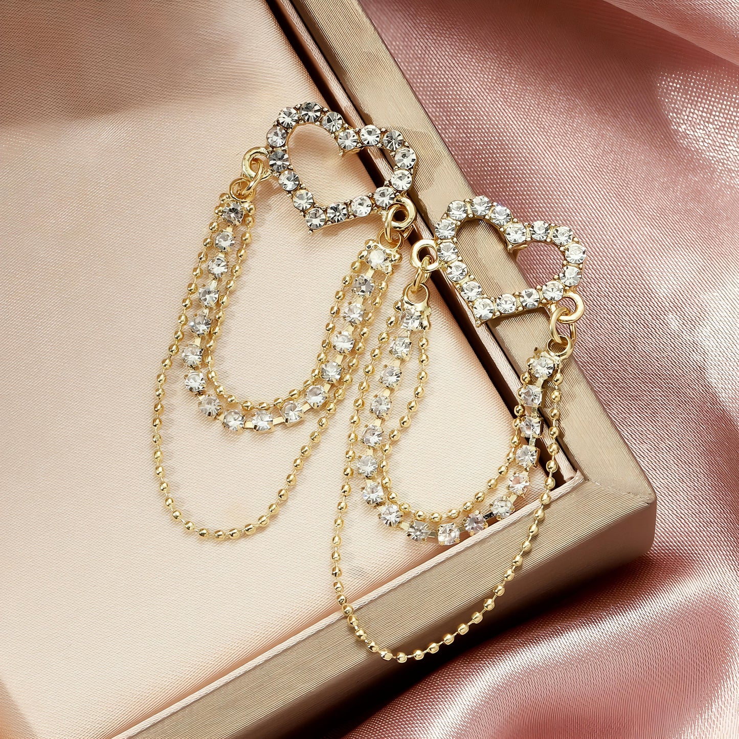 Elegant Heart Chain Earrings By Gleamy