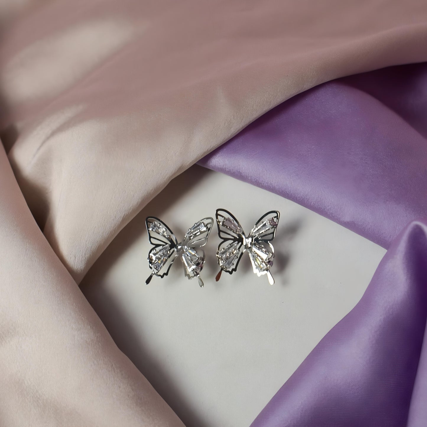 Diamond Butterfly Stud Earrings By Gleamy