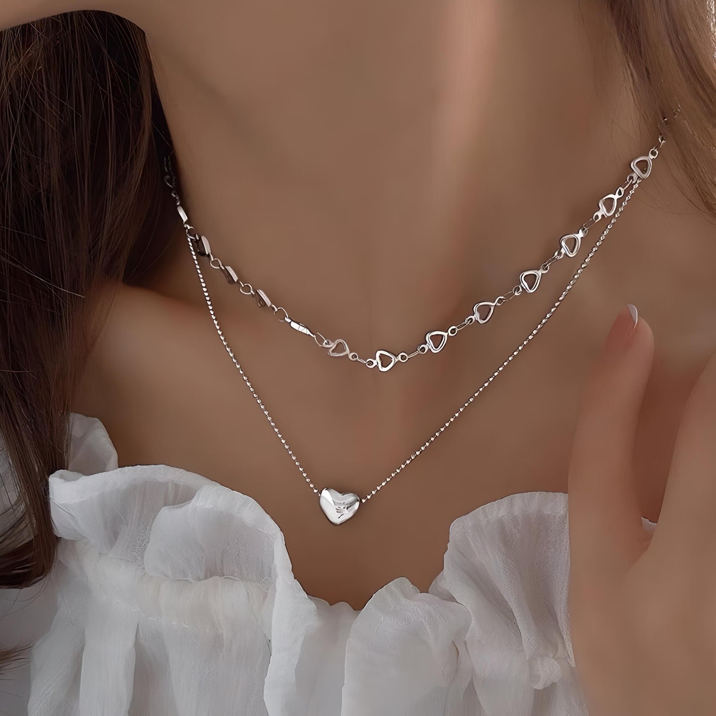 Falling In Love Silver Necklace By Gleamy