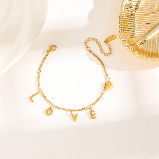 LOVE Heart Gold Bracelet by GLEAMY