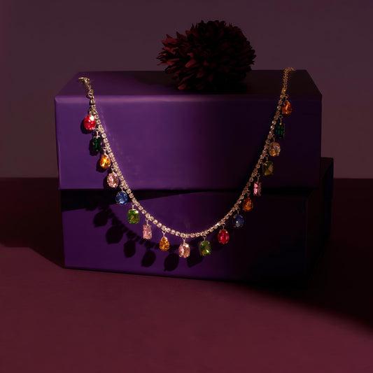 Sundara Multi Stone Necklace by GLEAMY