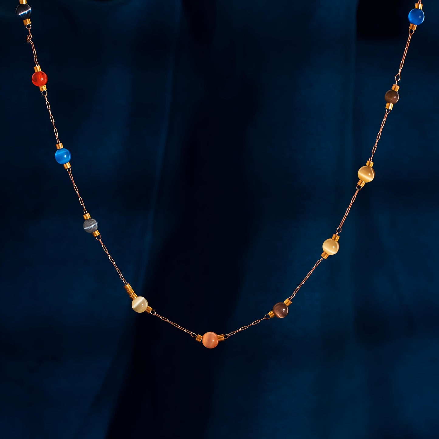 Jewel Tone Delight Rose gold Necklace by GLEAMY