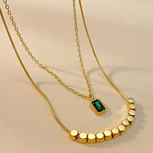 Emerald Vine Necklace - Gold by GLEAMY