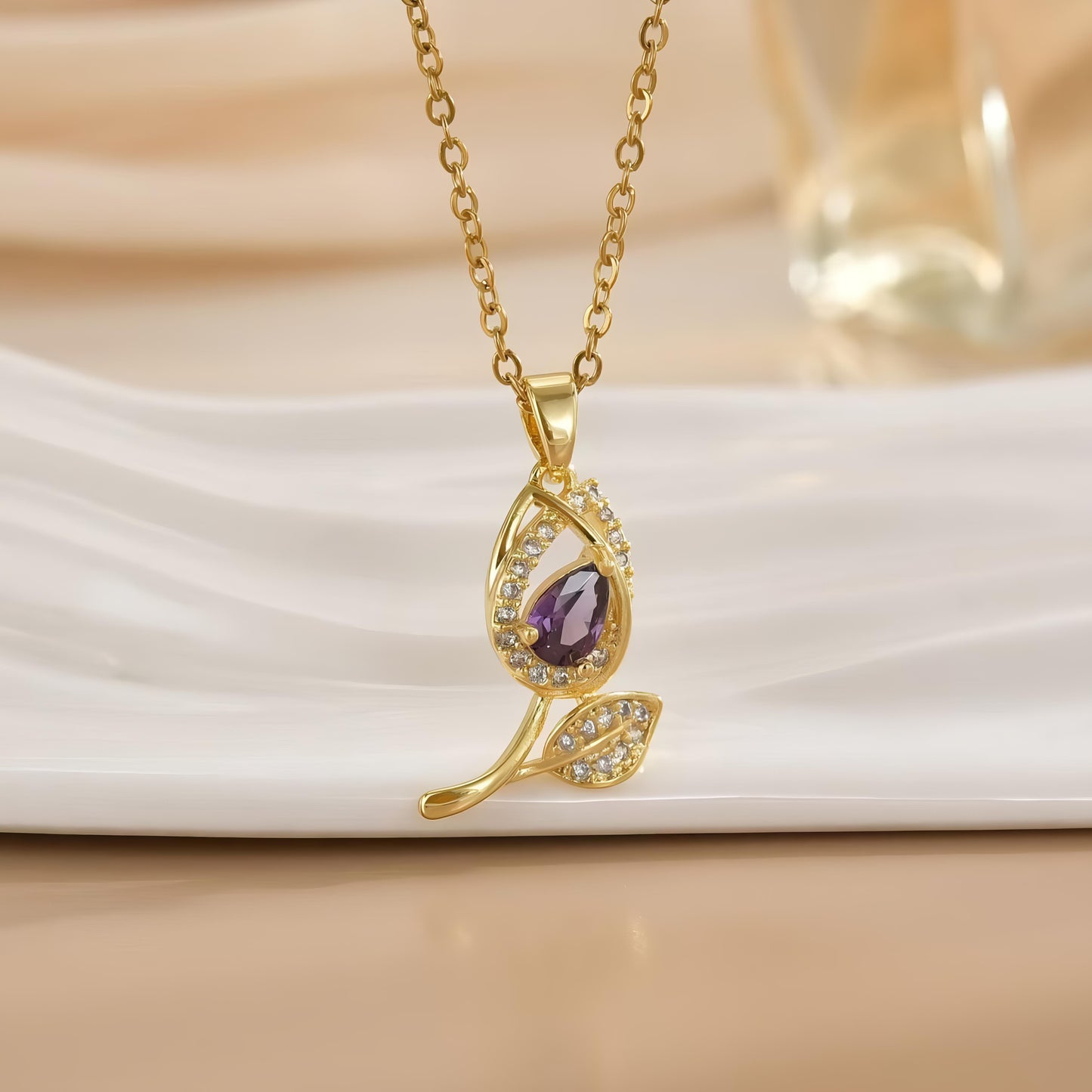 Amethyst Dew Necklace by GLEAMY