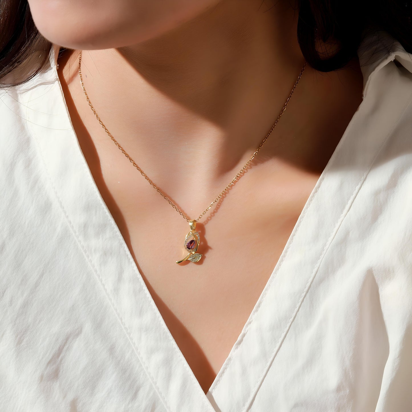 Rosy Dew Necklace by GLEAMY