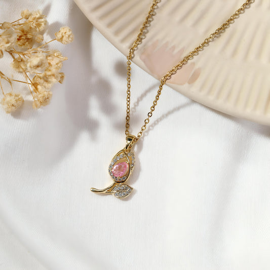 Rosy Dew Necklace by GLEAMY
