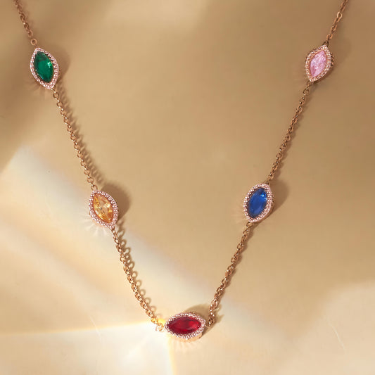 Dazzling Dreams Multi Diamond Necklace by GLEAMY