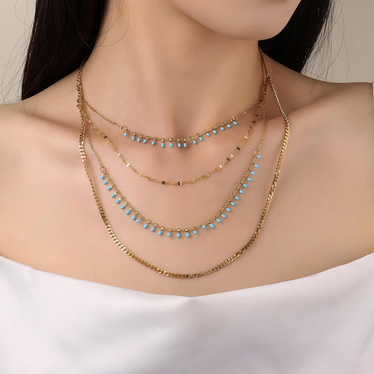 Sleek Layered Gold Necklace by GLEAMY