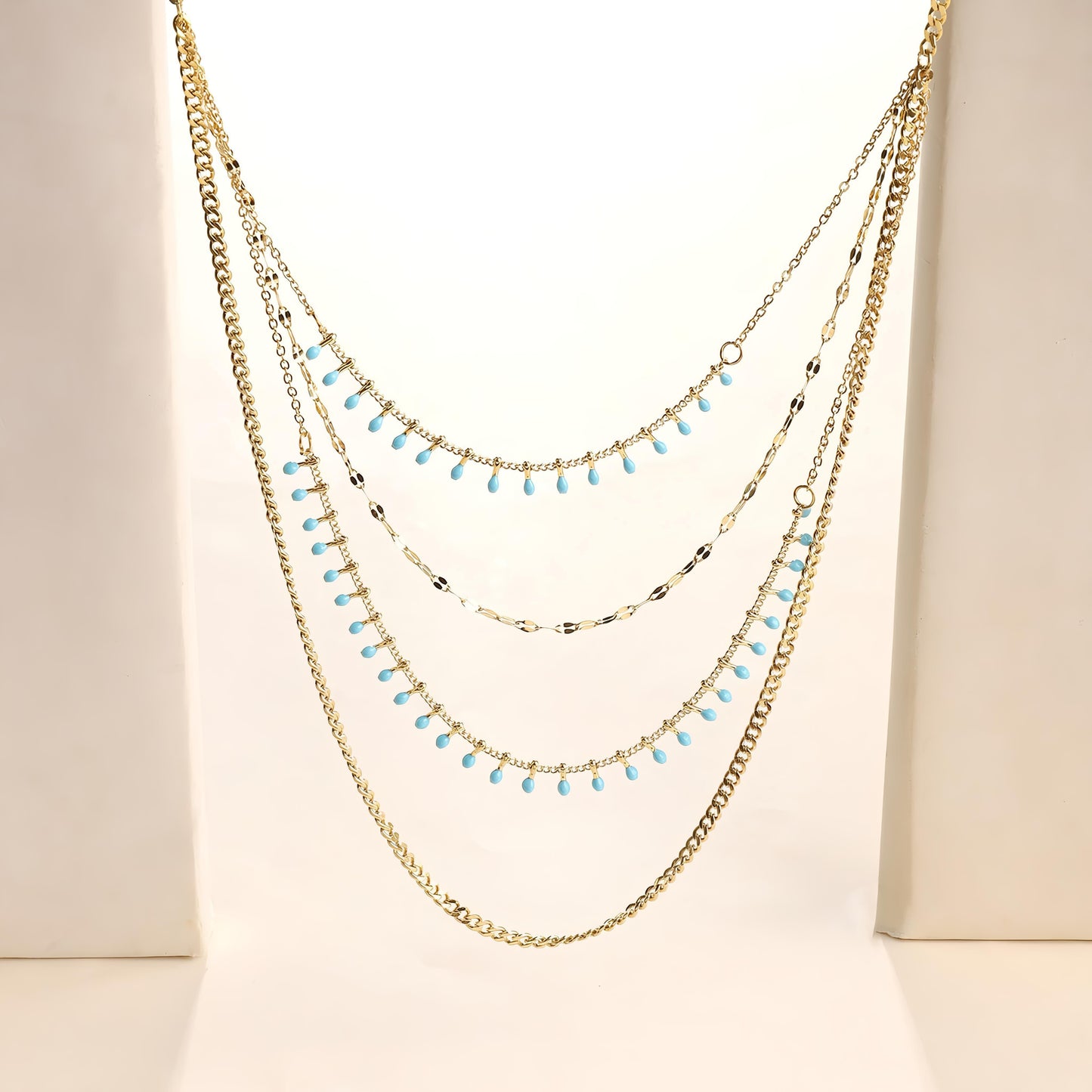 Sleek Layered Gold Necklace by GLEAMY